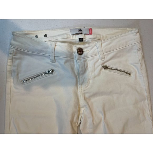 CAbi Womens Jeans Skinny Ankle 5306 Light Wash Moto Zipper Low Rise White Size 2 - Picture 7 of 11